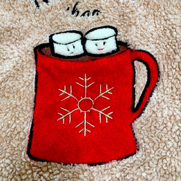 Secret Treasures Hitter Than Cocoa Beige Red Fleece PJ Pajama Set S 4 - Picture 2 of 5